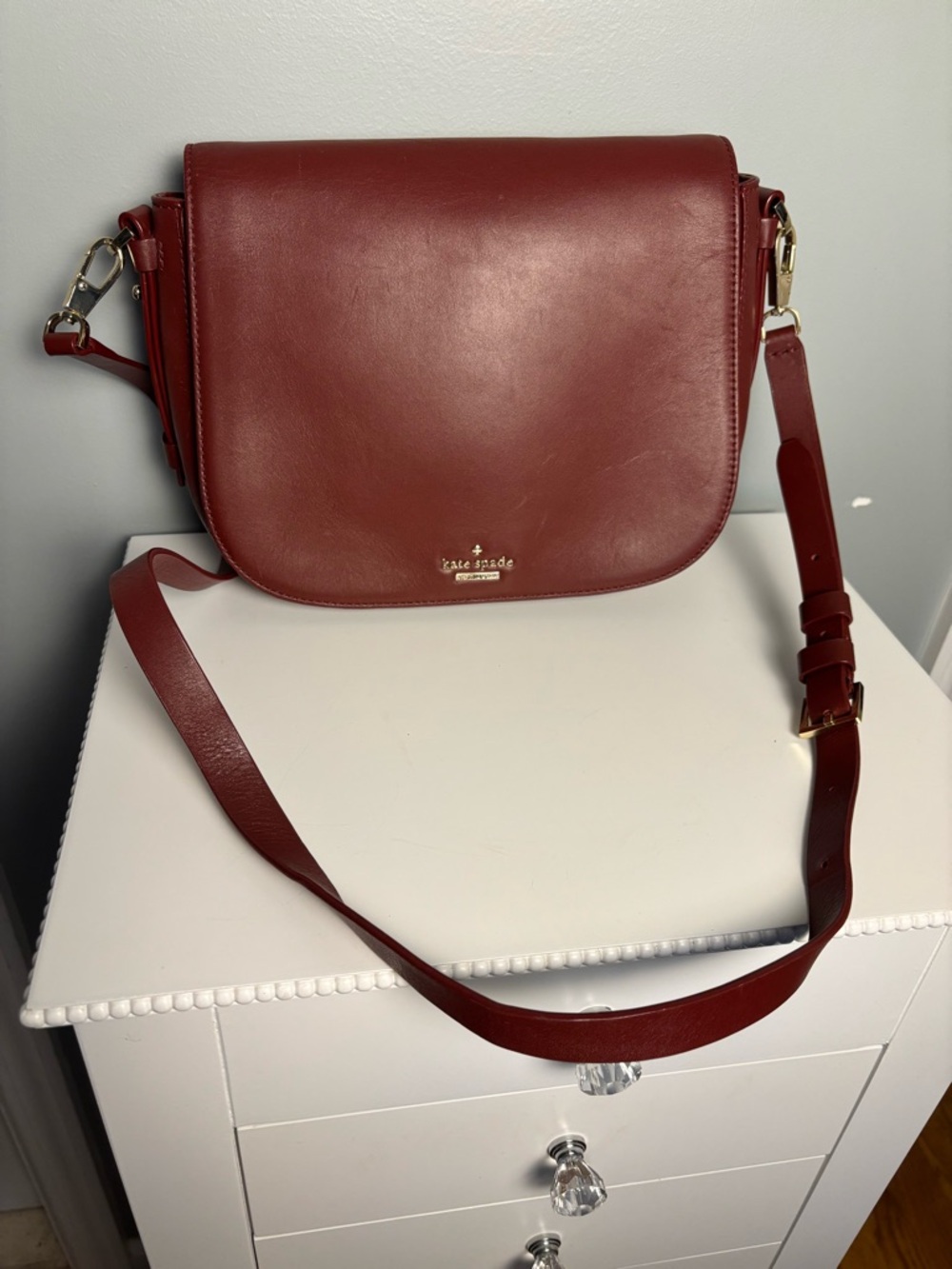 kate spade Red Leather Saddle Crossbody Bag
